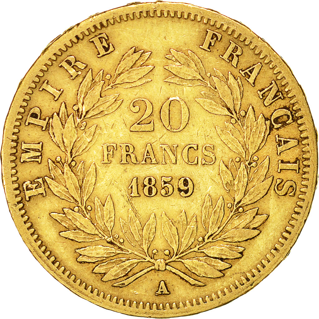 Monnaie, France, Napoleon III, Napoléon III, 20 Francs, 1859, Paris, TB+, Or