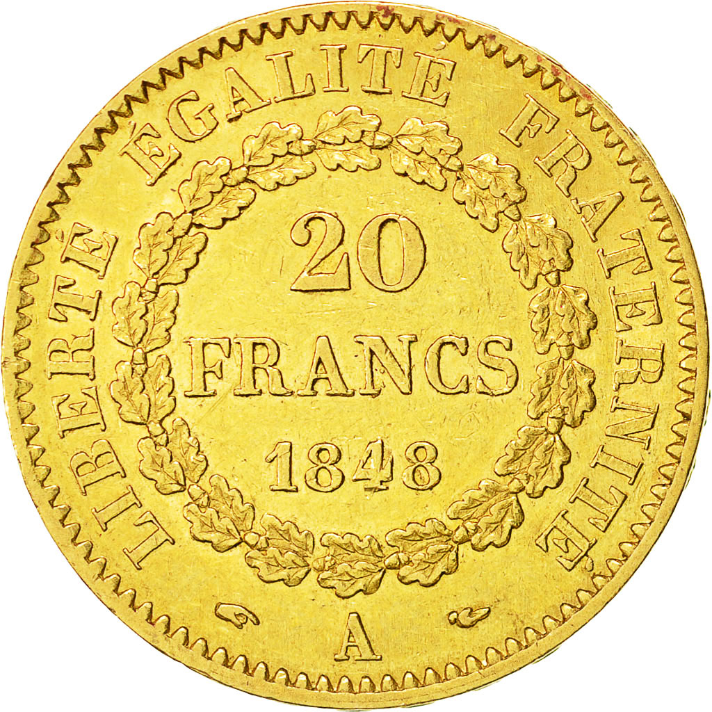 Coin, France, Génie, 20 Francs, 1848, Paris, EF(40-45), Gold, KM:757