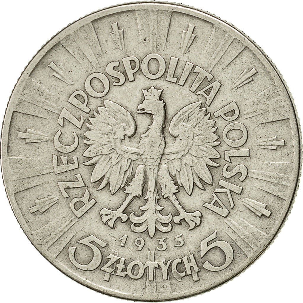 Coin, Poland, 5 Zlotych, 1935, Warsaw, VF(20-25), Silver, KM:28