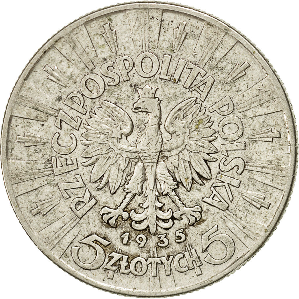 Moneta, Polonia, 5 Zlotych, 1935, Warsaw, MB+, Argento, KM:28