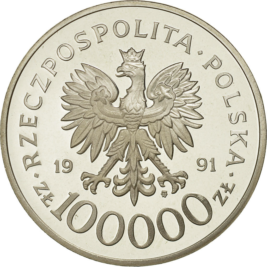 Moneta, Polonia, 100000 Zlotych, 1991, Warsaw, FDC, Argento, KM:239