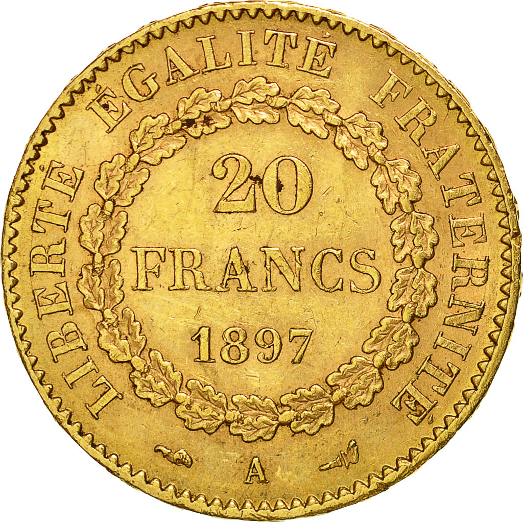 Coin, France, Génie, 20 Francs, 1897, Paris, EF(40-45), Gold, KM:825