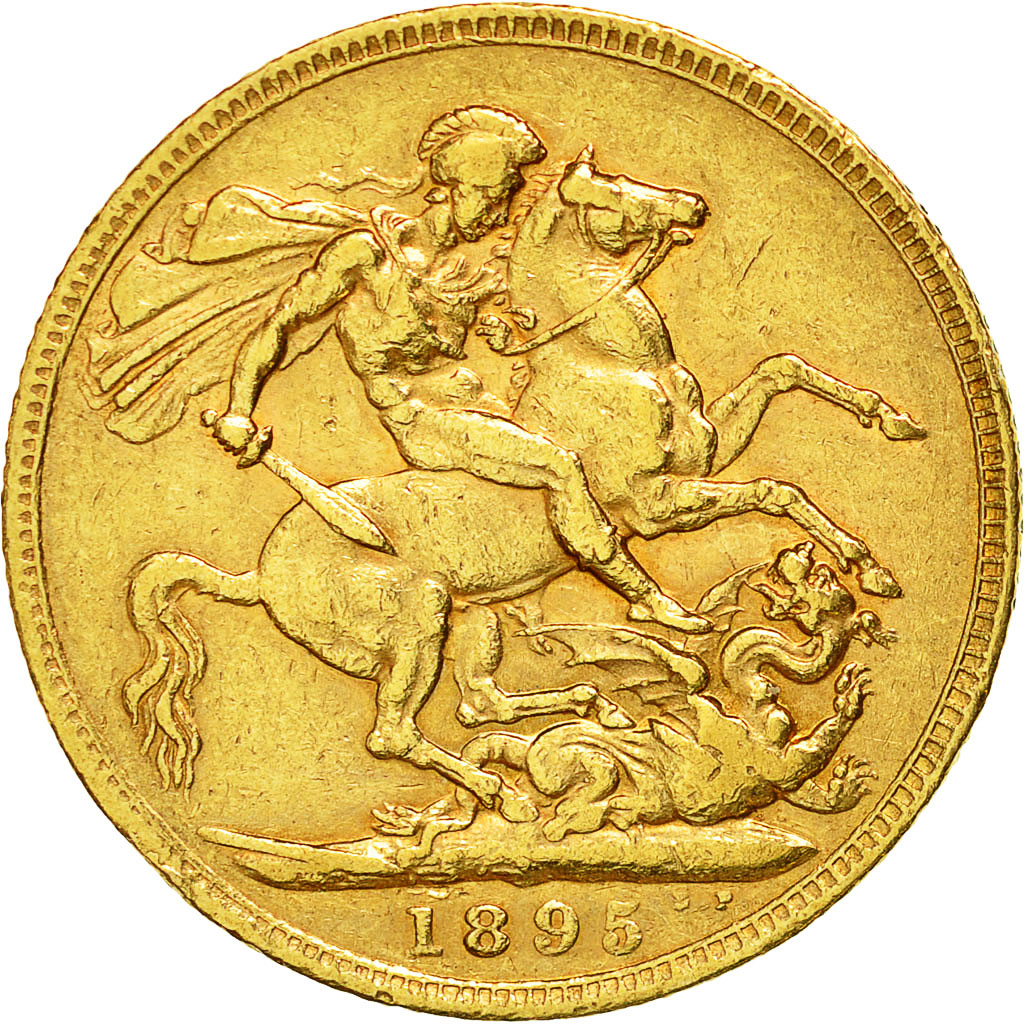 Coin, Great Britain, Victoria, Sovereign, 1895, EF(40-45), Gold, KM:785
