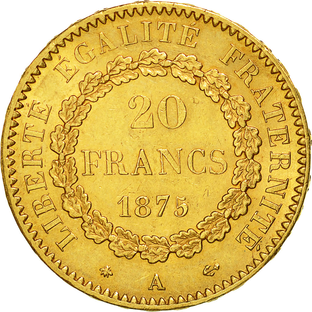 Münze, Frankreich, Génie, 20 Francs, 1875, Paris, SS+, Gold, KM:825