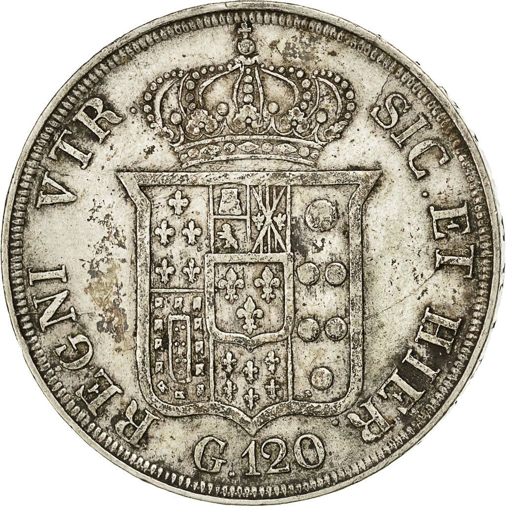 Coin, ITALIAN STATES, NAPLES, Ferdinando II, 120 Grana, 1836, EF(40-45), Silver