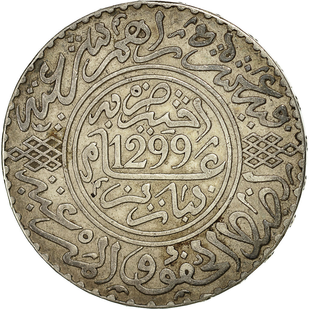 Monnaie, Maroc, Moulay al-Hasan I, 10 Dirhams, 1881, Paris, TTB+, Argent, KM:8