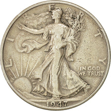 Coin, United States, Walking Liberty Half Dollar, Half Dollar, 1947, U.S. Mint