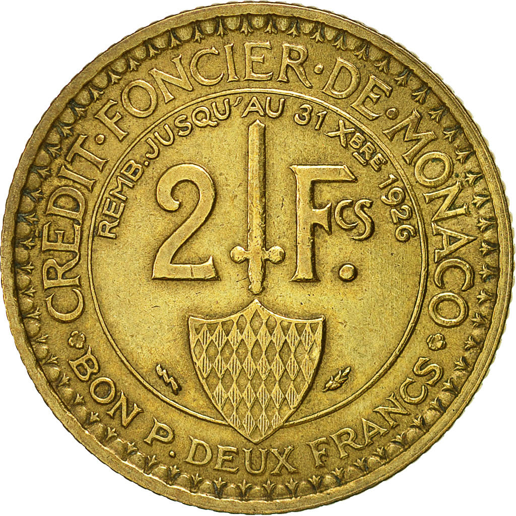 Monnaie, Monaco, Louis II, 2 Francs, 1924, Poissy, SUP, Aluminum-Bronze