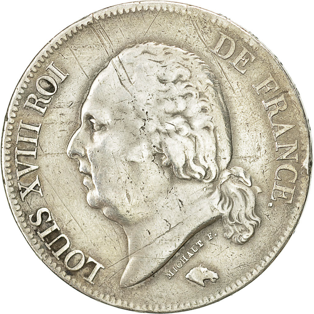 Monnaie, France, Louis XVIII, Louis XVIII, 5 Francs, 1824, Paris, TB+, Argent