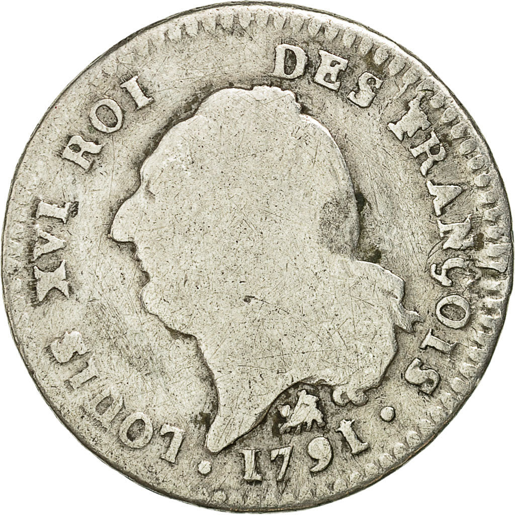 Coin, France, 15 sols françois, 15 Sols, 1/8 ECU, 1791, Rouen, F(12-15)