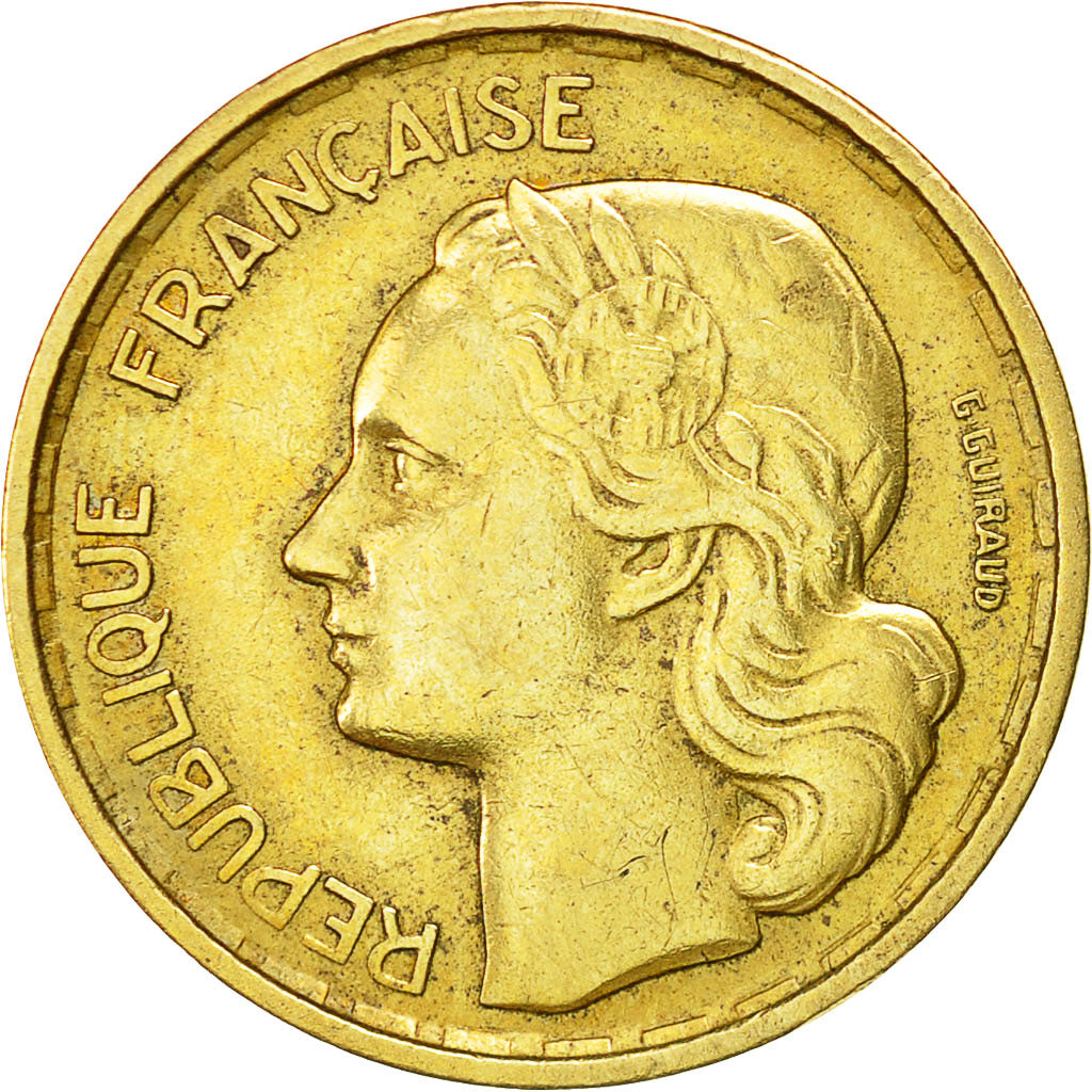 Moneta, Francja, Guiraud, 10 Francs, 1954, Paris, EF(40-45), Aluminium-Brąz