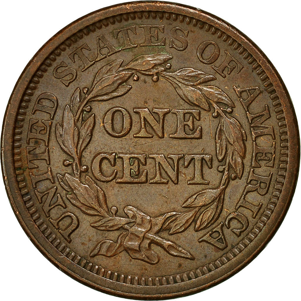 Coin, United States, Braided Hair Cent, Cent, 1845, U.S. Mint, Philadelphia
