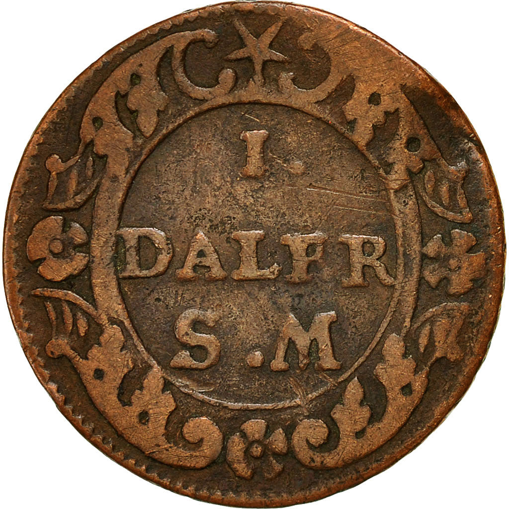 Moneta, Svezia, Carl XII, Daler, 1718, MB, Rame, KM:359