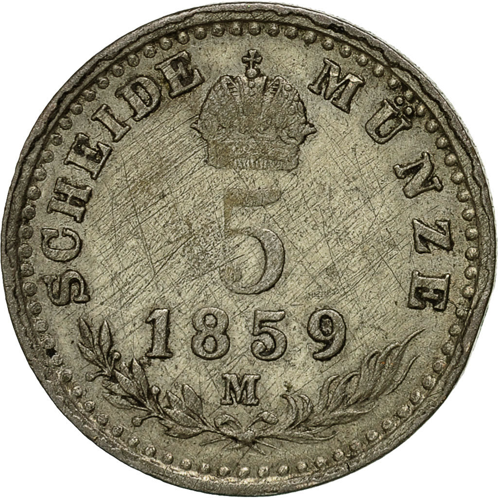 Coin, Austria, Franz Joseph I, 5 Kreuzer, 1859, VF(20-25), Silver, KM:2197