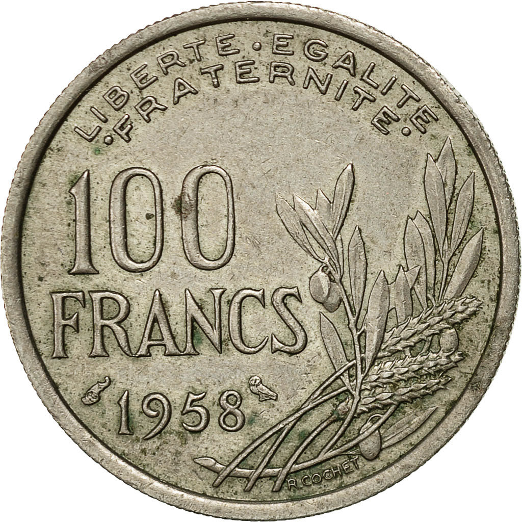 Monnaie, France, Cochet, 100 Francs, 1958, Paris, TTB, Copper-nickel, KM:919.1