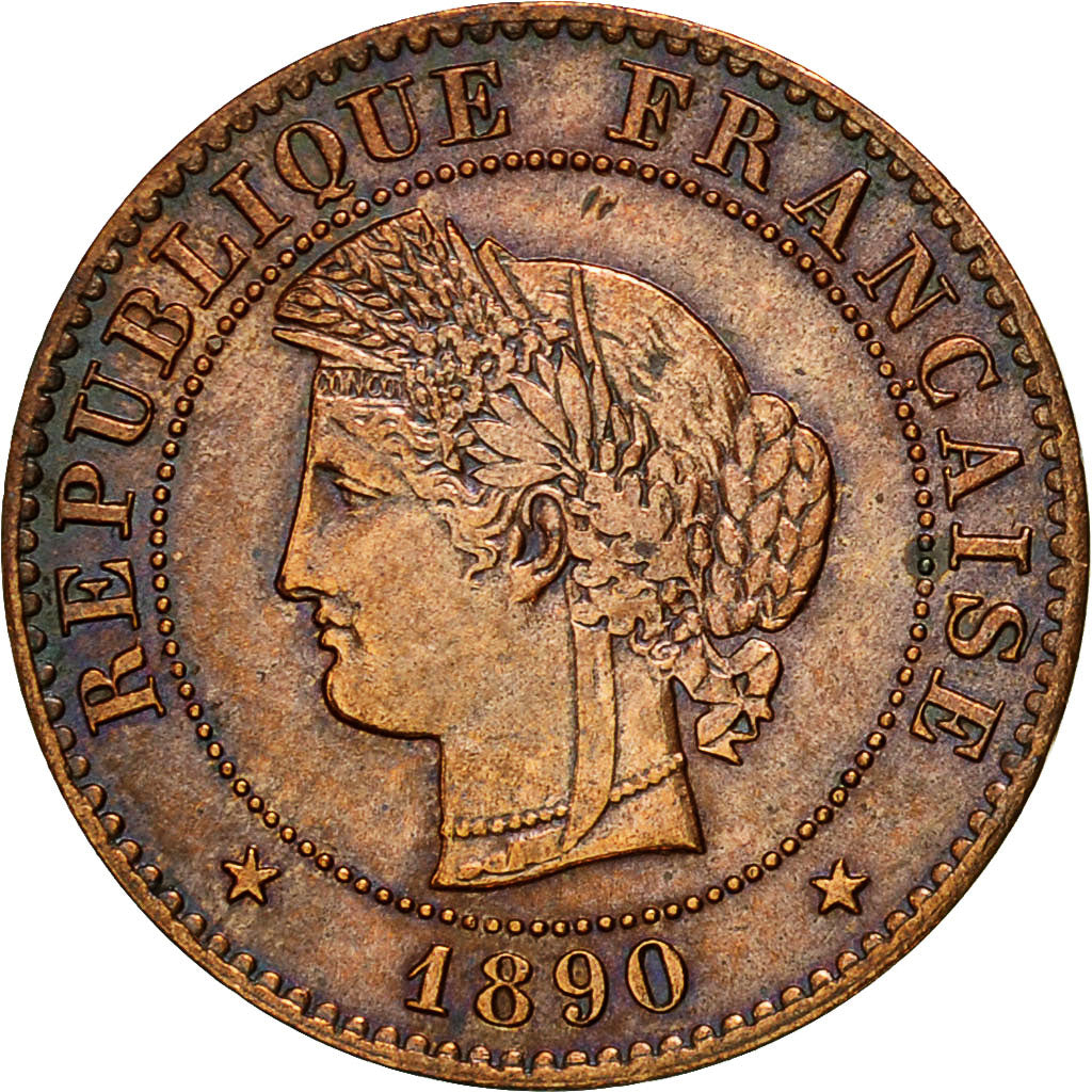 Moneta, Francja, Cérès, Centime, 1890, Paris, AU(55-58), Bronze, KM:826.1