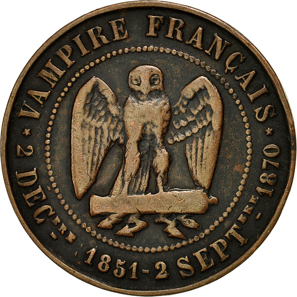 Moneta, Francja, Napoléon III, 5 Centimes, 1871, AU(50-53), Miedź