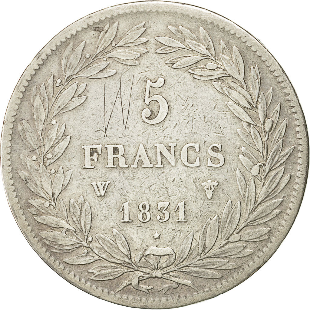 Coin, France, Louis-Philippe, 5 Francs, 1831, Lille, EF(40-45), Silver