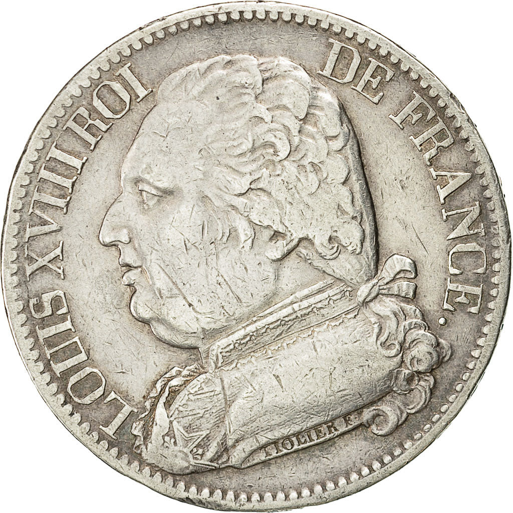 Coin, France, Louis XVIII, Louis XVIII, 5 Francs, 1814, Limoges, VF(30-35)