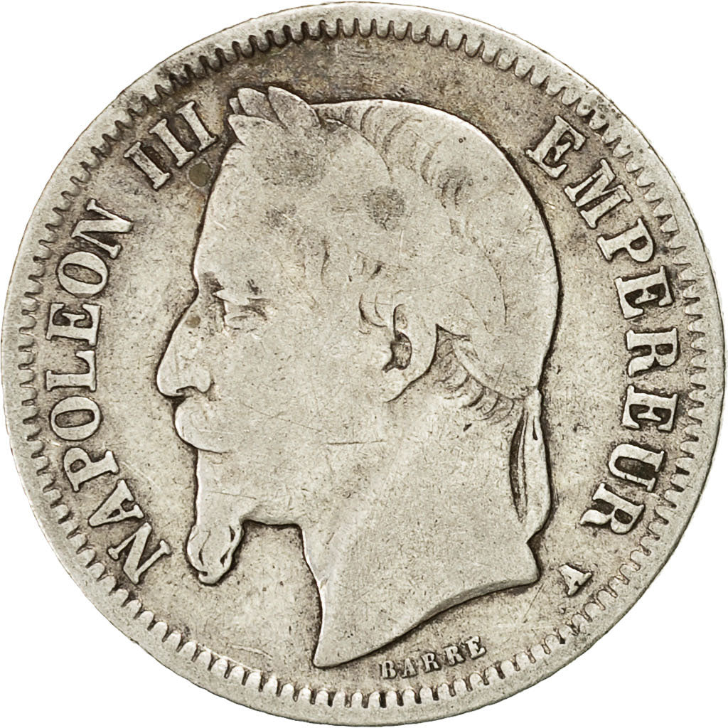 Moneta, Francia, Napoleon III, Napoléon III, Franc, 1869, Paris, MB, Argento