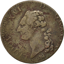 Moneda, Francia, Louis XVI, Sol, 1790, Rouen, BC+, Cobre, Gadoury:350