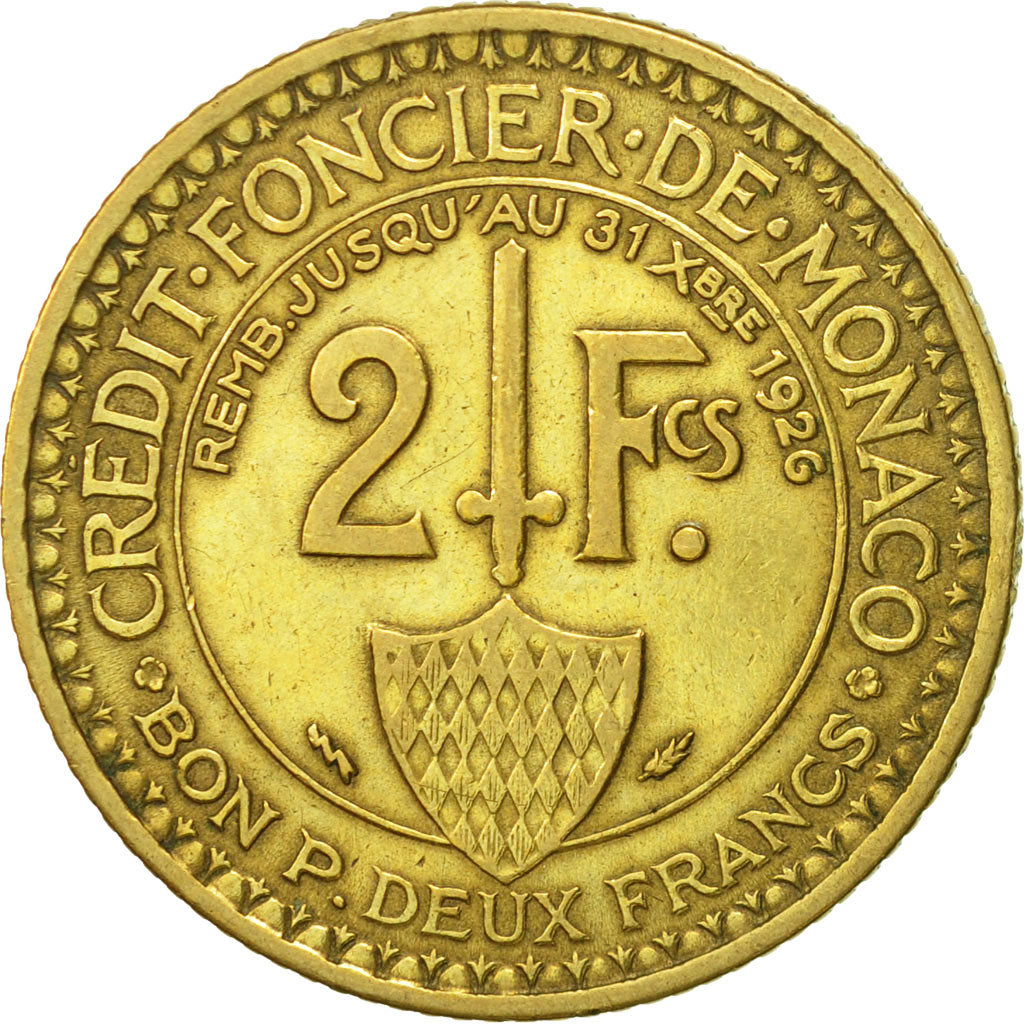 Monnaie, Monaco, Louis II, 2 Francs, 1924, Poissy, TTB, Aluminum-Bronze