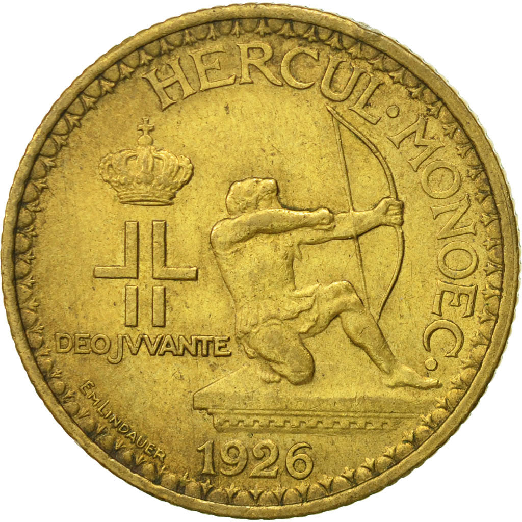Monnaie, Monaco, Louis II, 2 Francs, 1926, Poissy, TTB+, Aluminum-Bronze