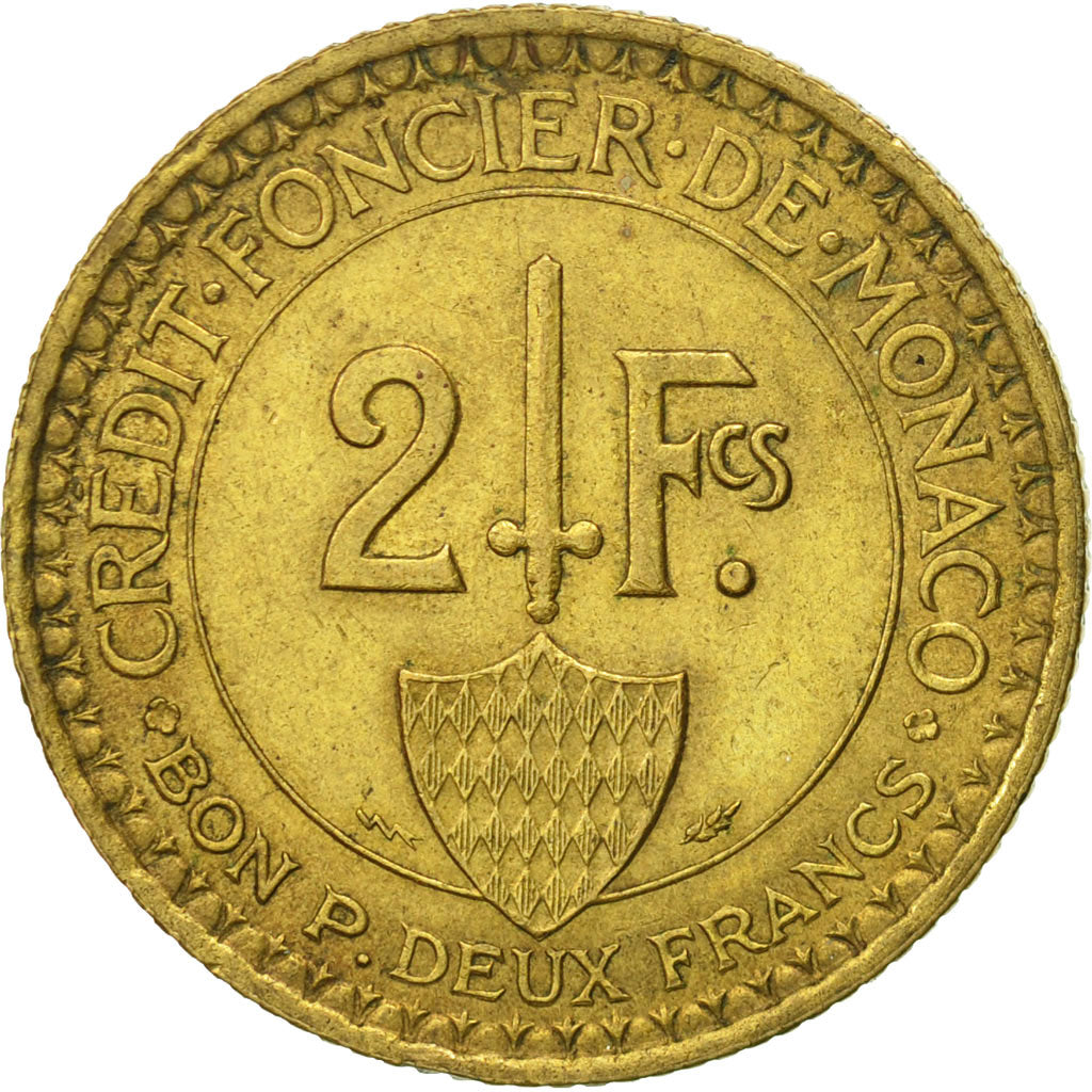 Monnaie, Monaco, Louis II, 2 Francs, 1926, Poissy, TTB+, Aluminum-Bronze
