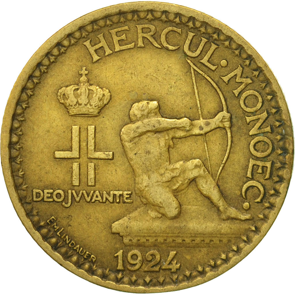 Munten, Monaco, Louis II, Franc, 1924, Poissy, ZF, Aluminum-Bronze, KM:111