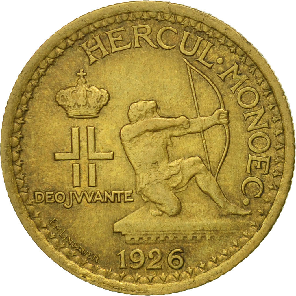 Coin, Monaco, Louis II, 50 Centimes, 1926, Poissy, EF(40-45), Aluminum-Bronze