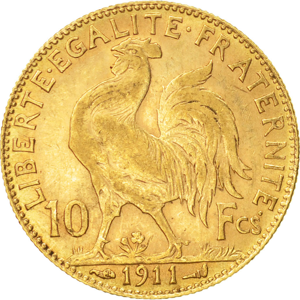 Moneda, Francia, Marianne, 10 Francs, 1911, Paris, MBC, Oro, KM:846