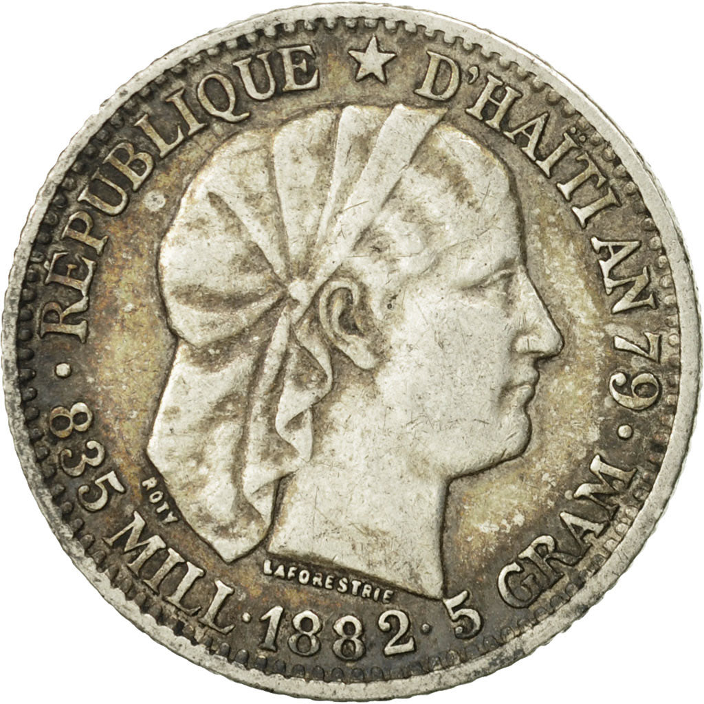 Münze, Haiti, 20 Centimes, 1882, SS, Silber, KM:45