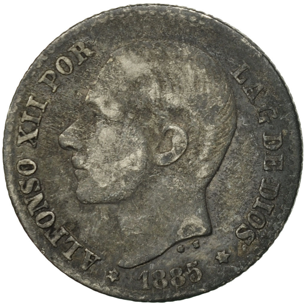 Coin, Spain, Alfonso XII, 50 Centimos, 1885, Madrid, VF(30-35), Silver, KM:685