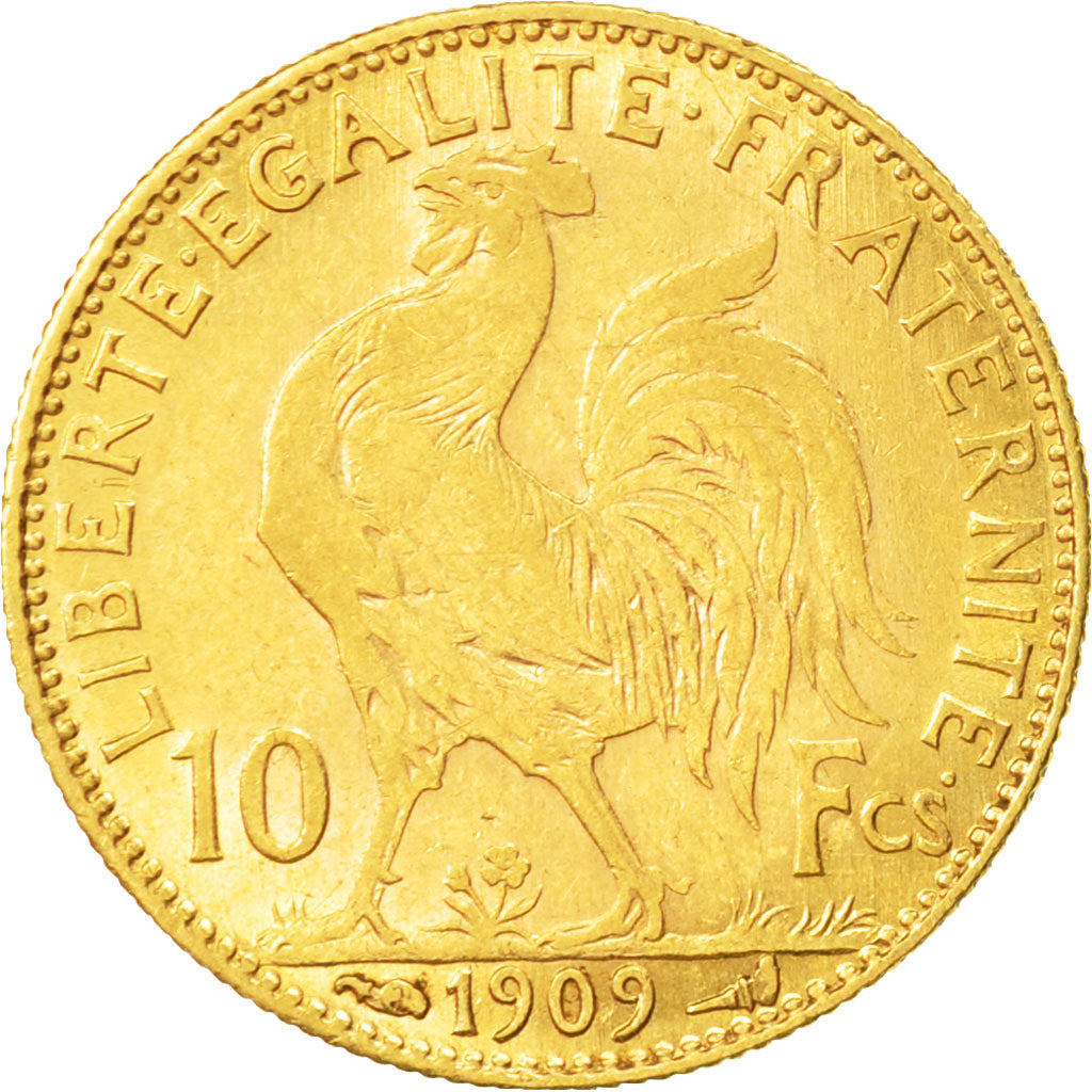 Coin, France, Marianne, 10 Francs, 1909, Paris, VF(30-35), Gold, KM:846