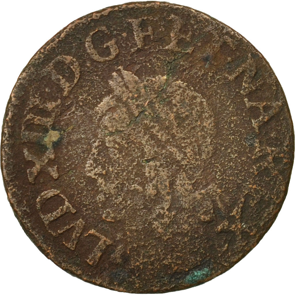 Monnaie, France, Louis XIII, Double tournois de Warin, tête à gauche, Double