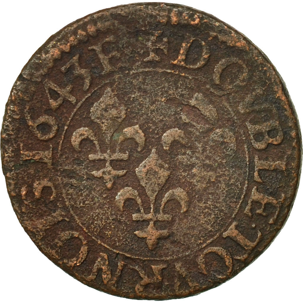 Monnaie, France, Louis XIII, Double tournois de Warin, tête à gauche, Double