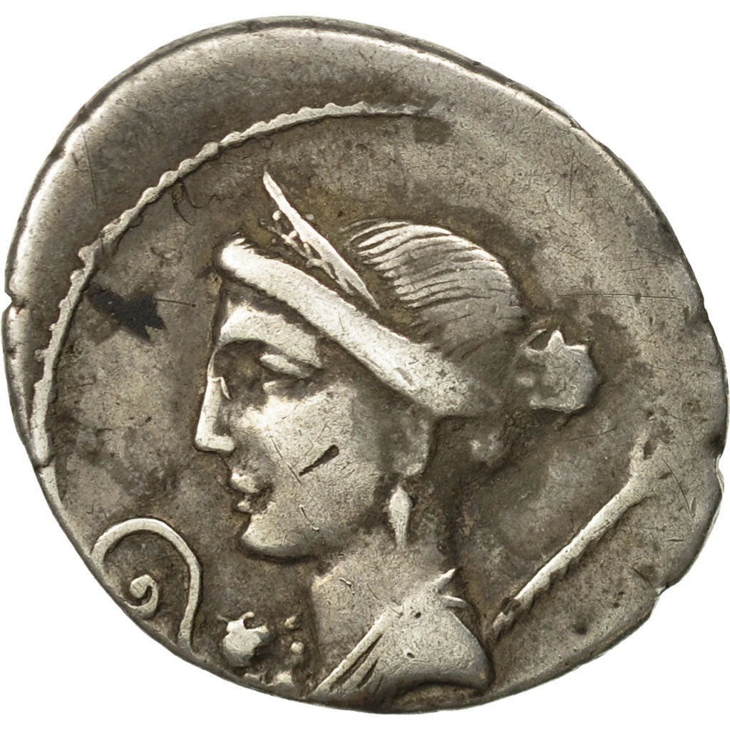 Moneda, Julius Caesar, Denarius, 46 BC, Rome, MBC, Plata, Crawford:468/2