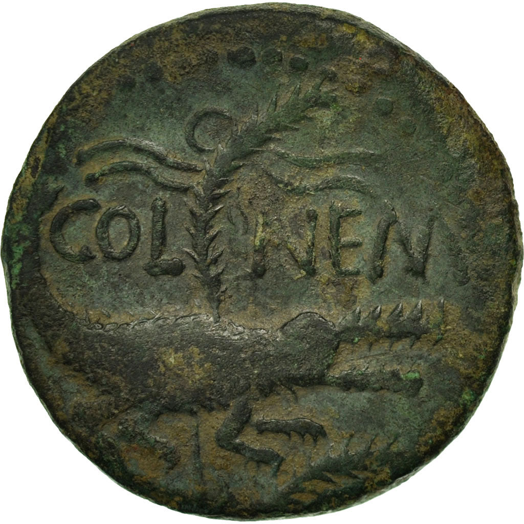 Moneta, Augustus, Dupondius, 27-14 BC, Nîmes, Gallic imitation, BB, Bronzo
