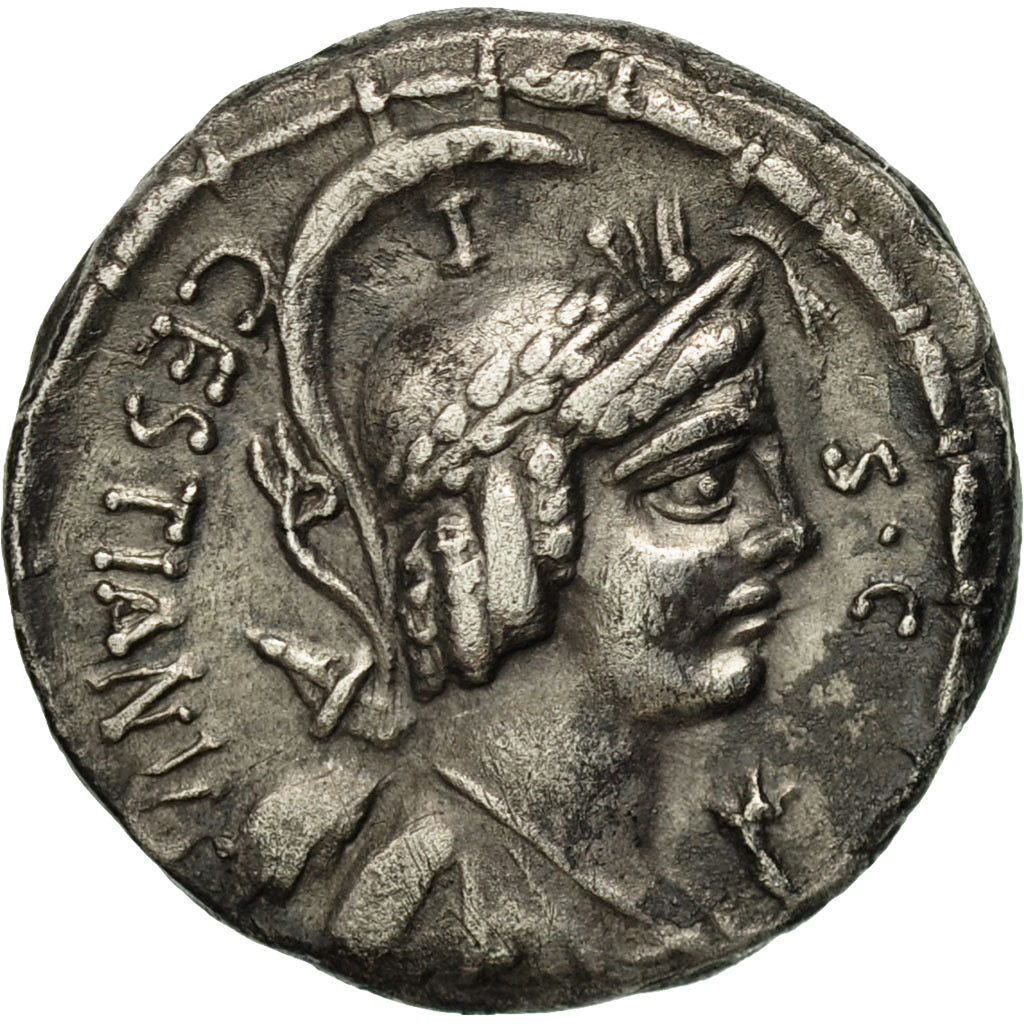 Moneta, Plaetoria, Denarius, 57 BC, Rome, BB, Argento, Crawford:409/1