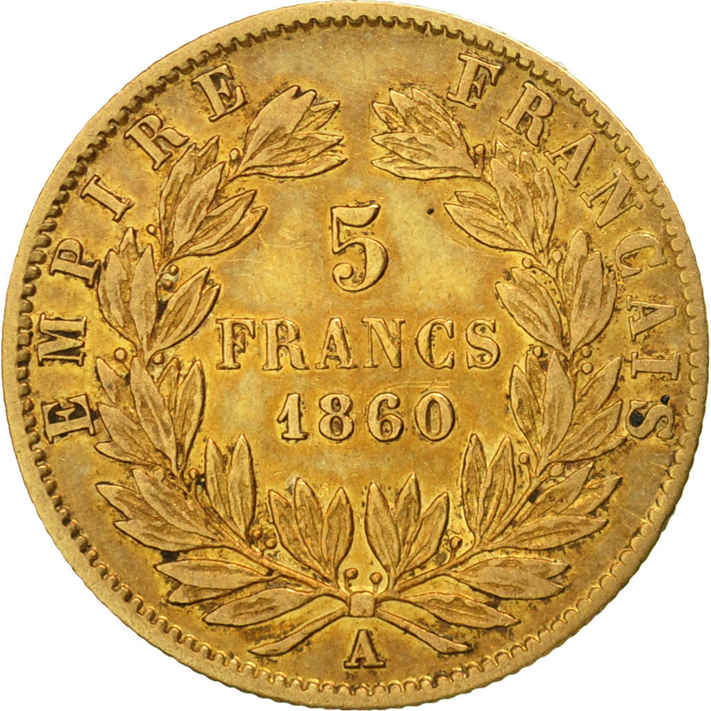 Munten, Frankrijk, Napoleon III, Napoléon III, 5 Francs, 1860, Paris, ZF, Goud