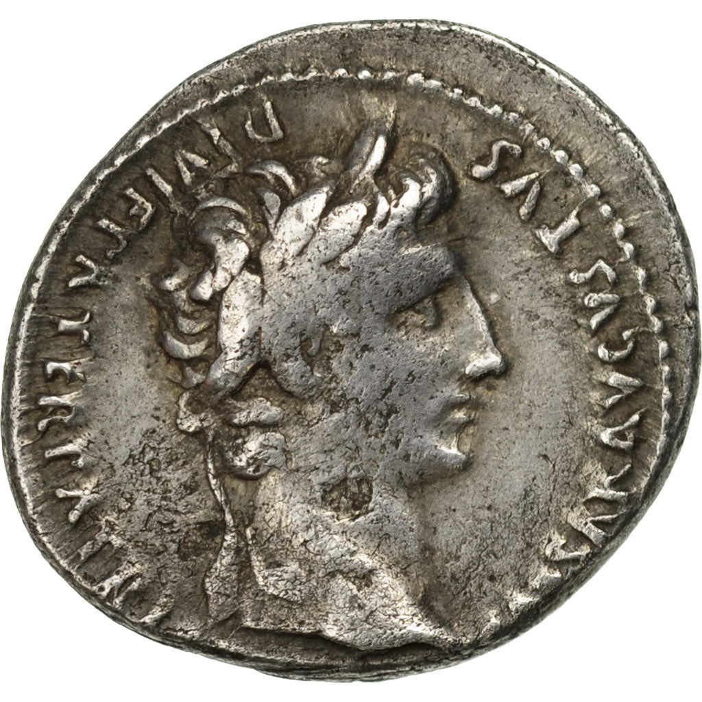 Coin, Augustus, Denarius, 2 AD, Lyon, EF(40-45), Silver, RIC:210