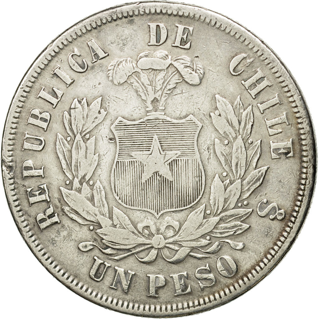 Monnaie, Chile, Peso, 1874, Santiago, TTB, Argent, KM:142.1