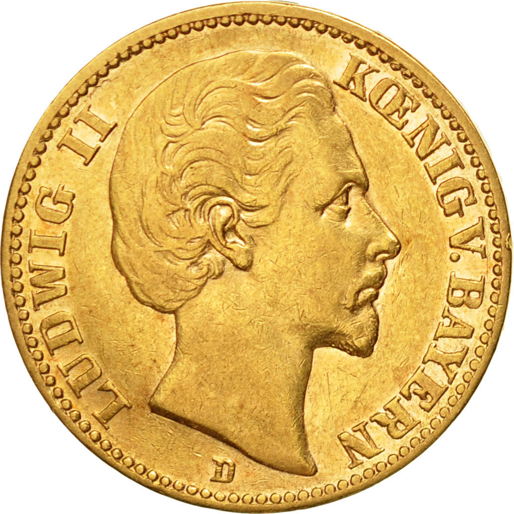 Münze, Deutsch Staaten, BAVARIA, Ludwig II, 20 Mark, 1874, Munich, SS, Gold