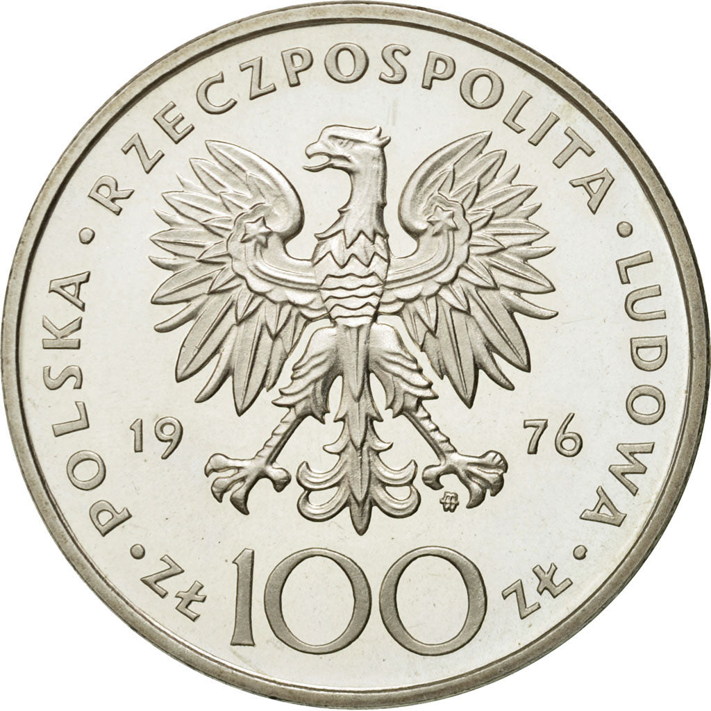 Coin, Poland, 100 Zlotych, 1976, Warsaw, MS(65-70), Silver, KM:82
