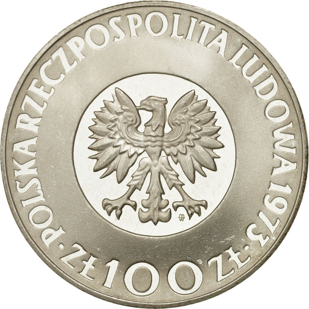 Coin, Poland, 100 Zlotych, 1974, Warsaw, MS(65-70), Silver, KM:68