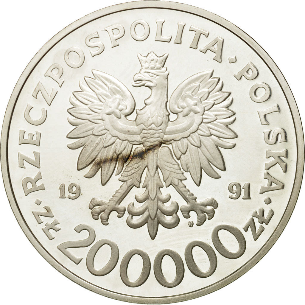 Munten, Polen, 200000 Zlotych, 1991, Warsaw, PR, Zilver, KM:226
