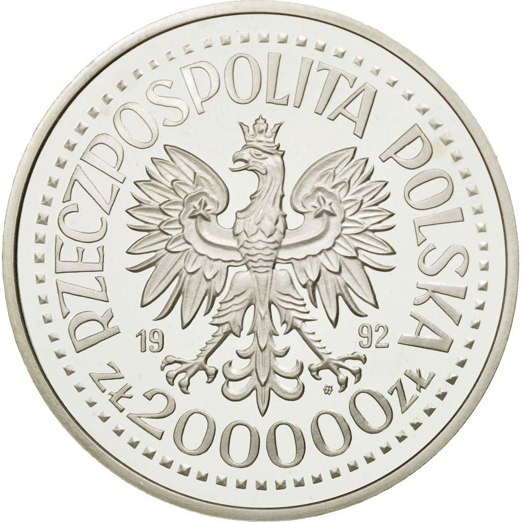 Coin, Poland, 200000 Zlotych, 1992, Warsaw, MS(65-70), Silver, KM:230