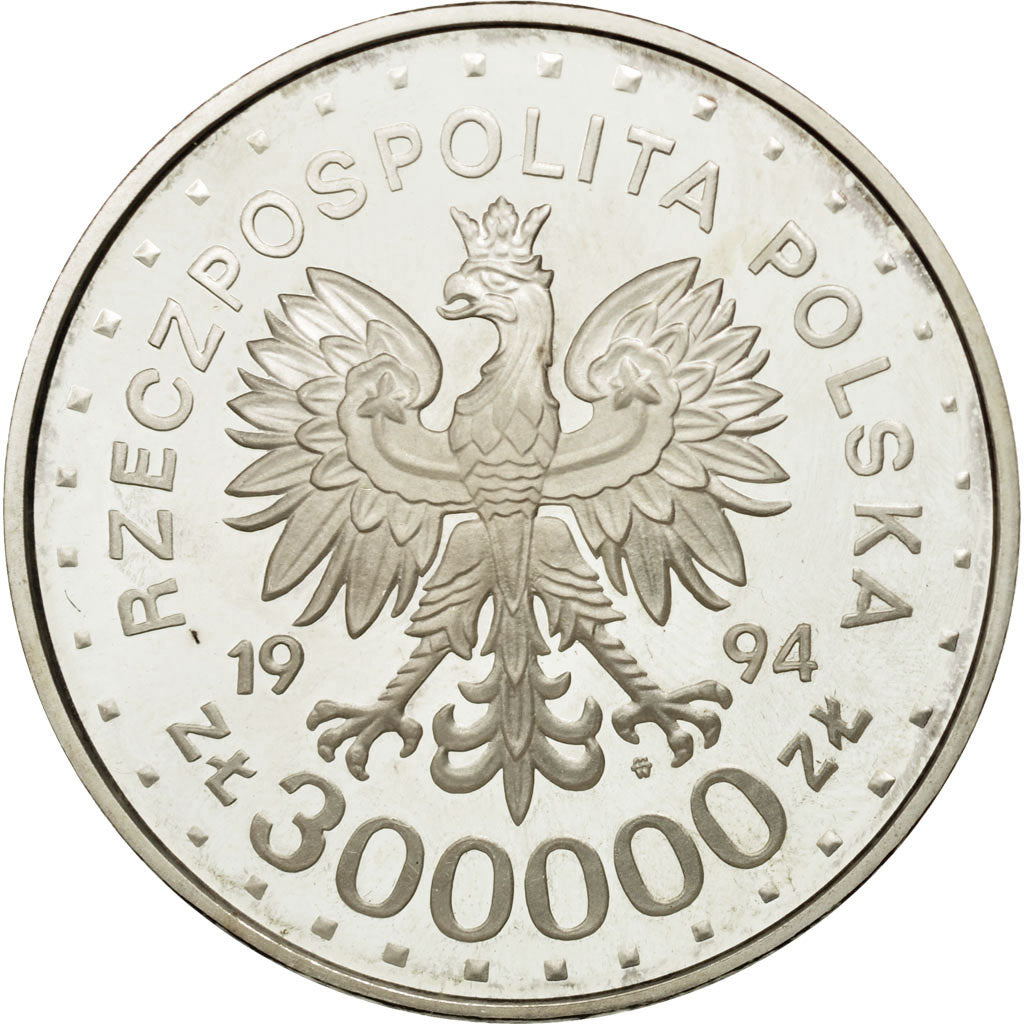 Coin, Poland, 300000 Zlotych, 1994, Warsaw, AU(55-58), Silver, KM:263