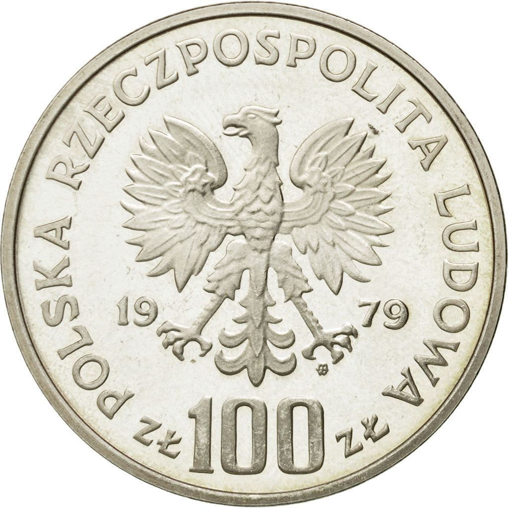 Moneda, Polonia, 100 Zlotych, 1979, Warsaw, SC, Plata, KM:98