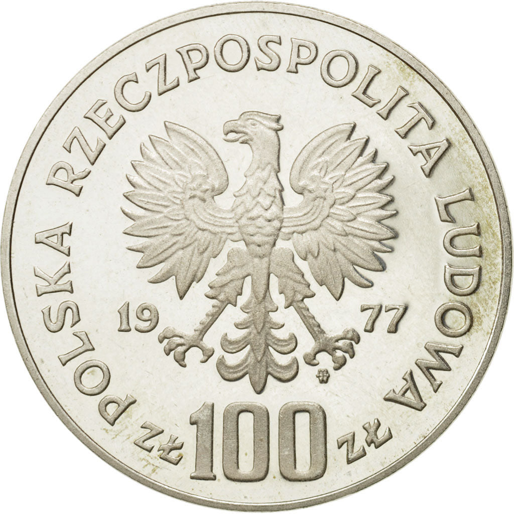 Moneta, Polonia, 100 Zlotych, 1977, Warsaw, SPL, Argento, KM:Pr303